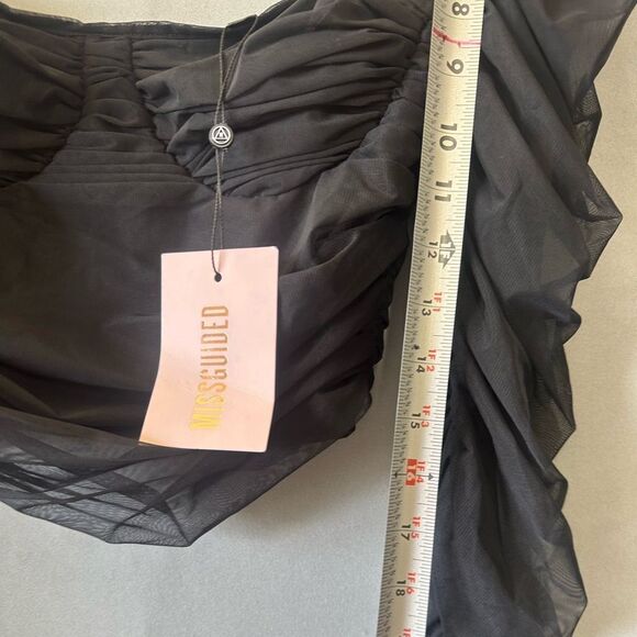 🎉5 for $45  🎉NWT Missguided Crop Top Blouse Shirt Mesh Size 2 Black - Picture 4 of 6